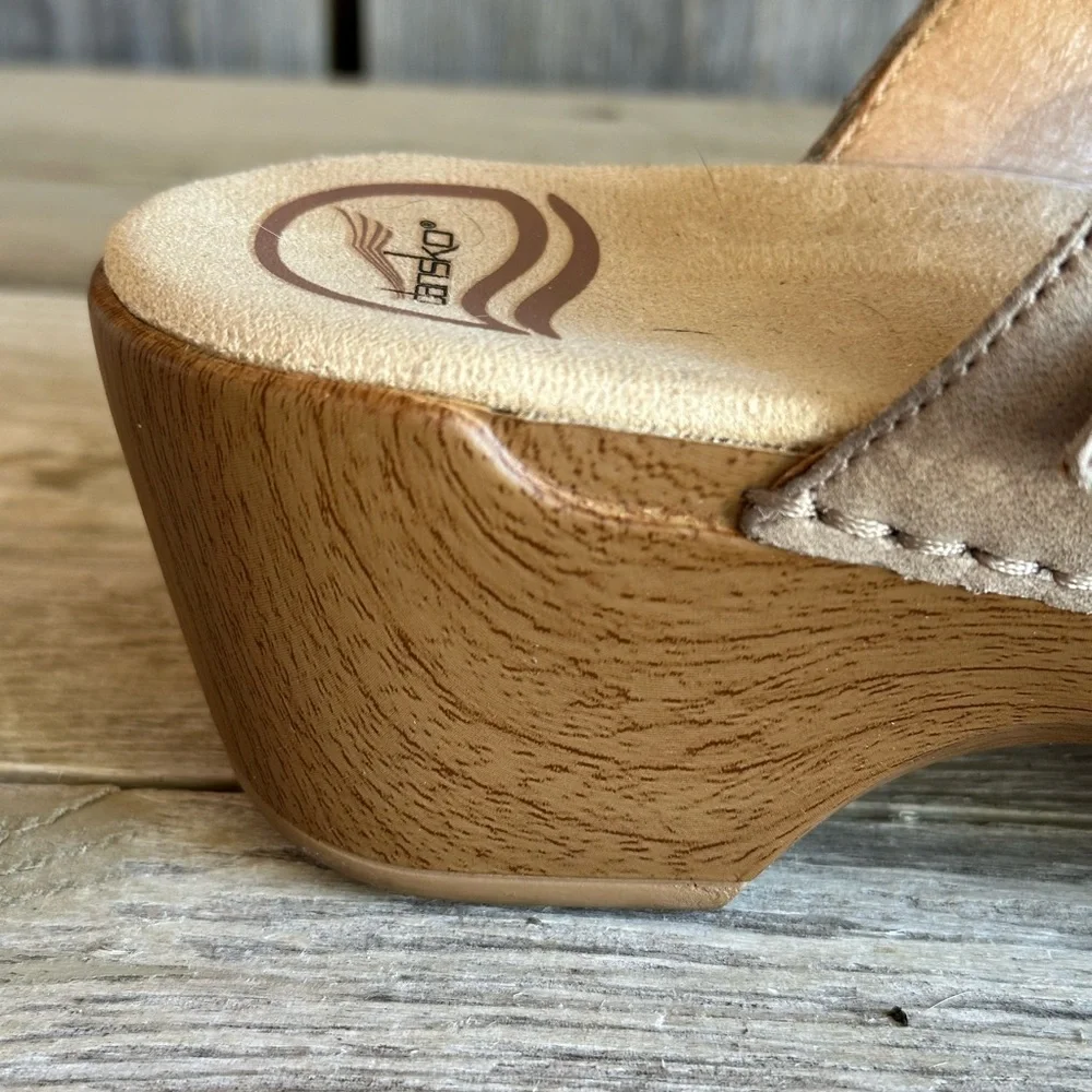 Dansko Sand Dollar Sophie Sandals Mules Comfort Platform Sz 37 - Picture 7 of 9